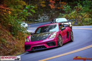 Ryan Elswick's GT4 RS takes a turn at Rennsport Dragon Rally 2024