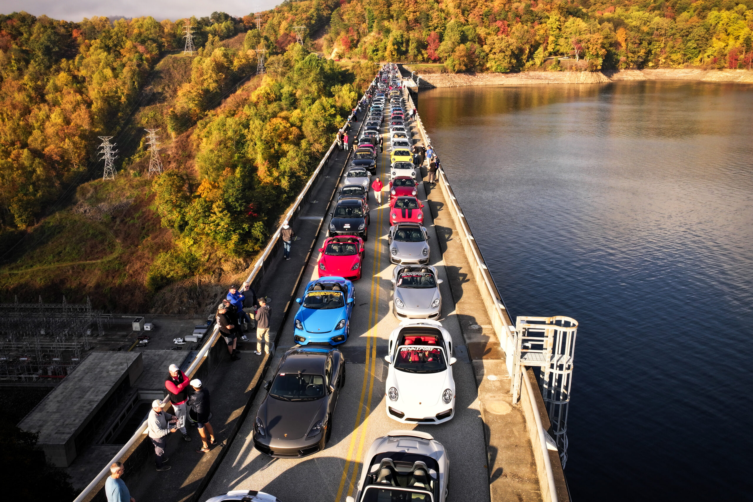 Rennsport Dragon Rally attendees swarming Fontana Dam