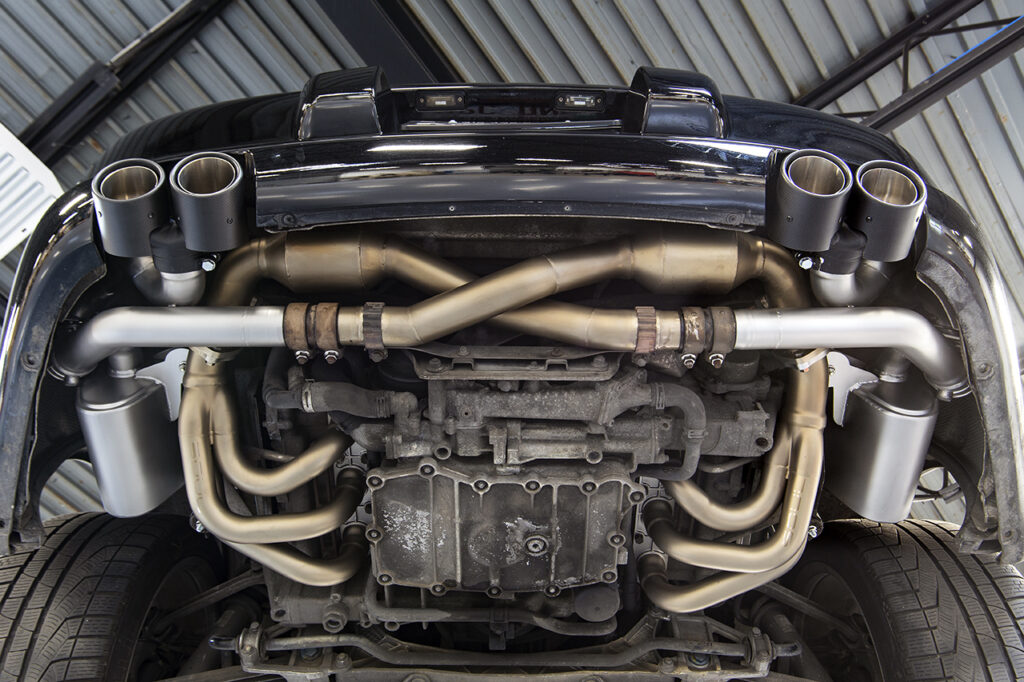 Porsche 997 Carrera Exhaust Installed Underneath View