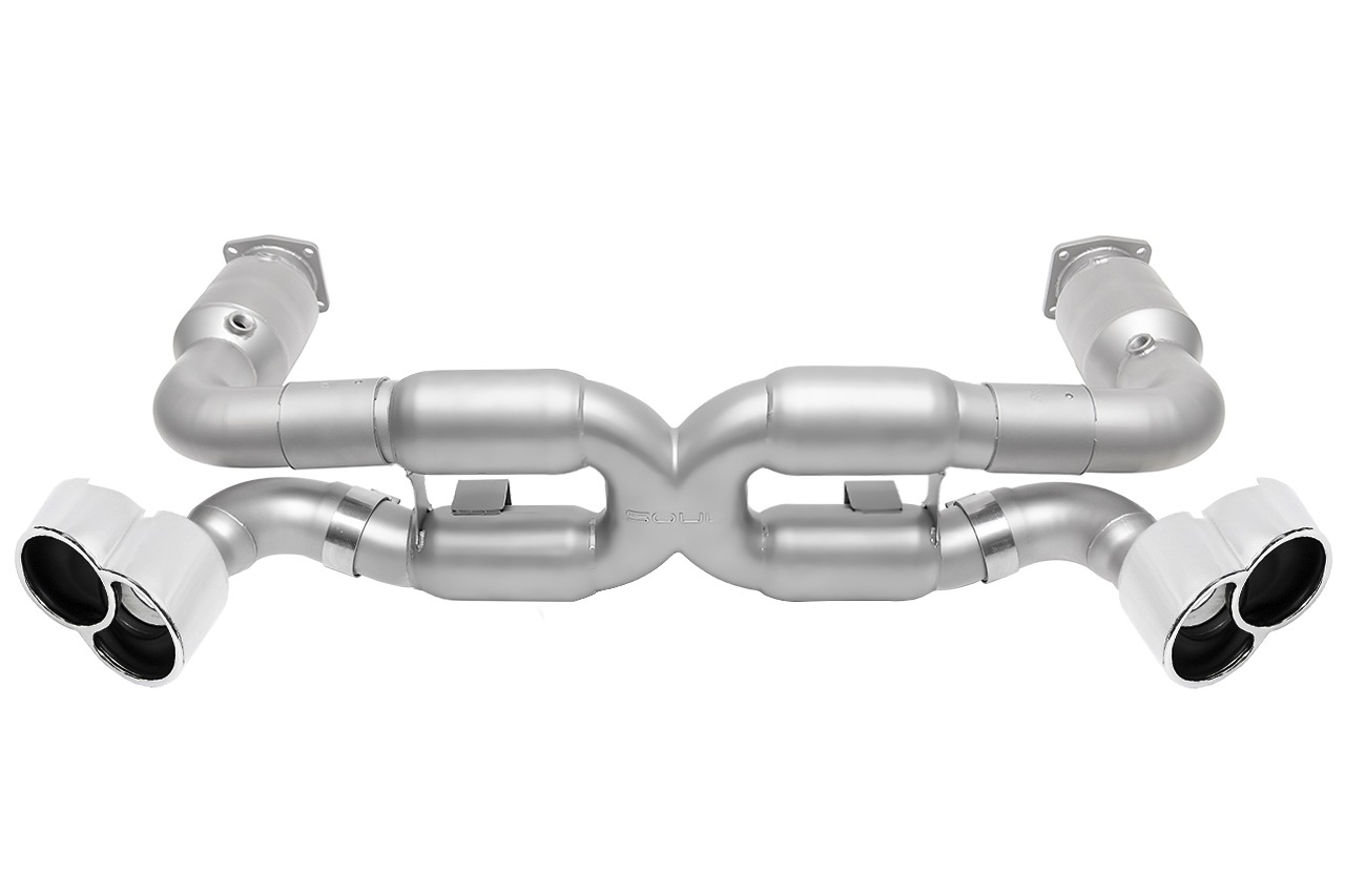 Porsche 996 Turbo Sport X-Pipe Exhaust System (includes Sport Catalytic Converters) - X-50 Style Bolt-On Tips